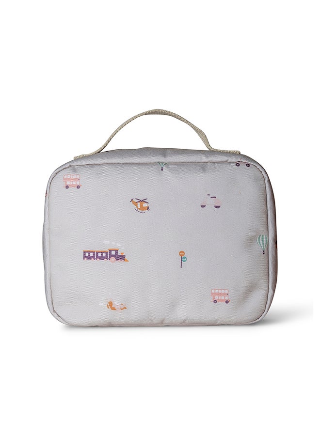 Citron Insulated Square Lunch Bag For Kids School, Bpa Free, Recycled Pet Material Lunch Bag - Vehicles - Image 5