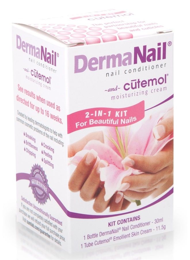 DermaNail Nail Strengthener and Cuticle Cream Set - Fingernail Care Kit with Liquid Nail Hardener and Cutemol Moisturizer - Healthy Growth and Repair for Brittle, Damaged, Weak, Thin, & Peeling Nails - Image 2