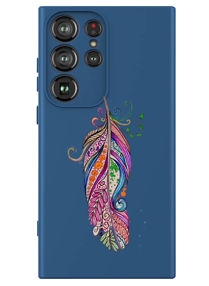 Theodor Protective Slim Fit Case Liquid Silicone Cover with Full Body Protection Anti-Scratch Shockproof Case For Samsung Galaxy S24 Ultra (Blue) - Feather - Image 1