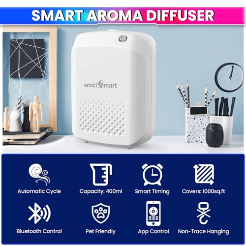 amiciSmart Bluetooth Aroma Diffuser, Waterless Essential Oil Diffuser with Cold Air Diffusion Technology | 400ml Capacity | Programmable Timer Schedule - Image 2