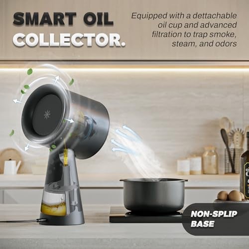 TUCO Portable Range Hood, Desktop Kitchen Exhaust Fan with 3 Speeds, Triple Filter Polymer, Aluminum & Carbon, Low Noise, Oil Collection Cup, Smoke Air Purifier for Indoor BBQ, Hot Pot and RV Kitchens - Image 3