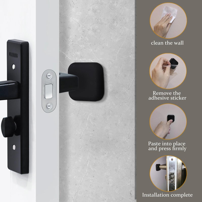 Bovinde Door Stopper Wall Protector, Wall Shield Bumper Guard from Door Knobs,Sturdy Self Adhesive,Soft and Transparent,Washable Reusable Shock Absorbent Gel for Home Office (6, Black) - Image 3