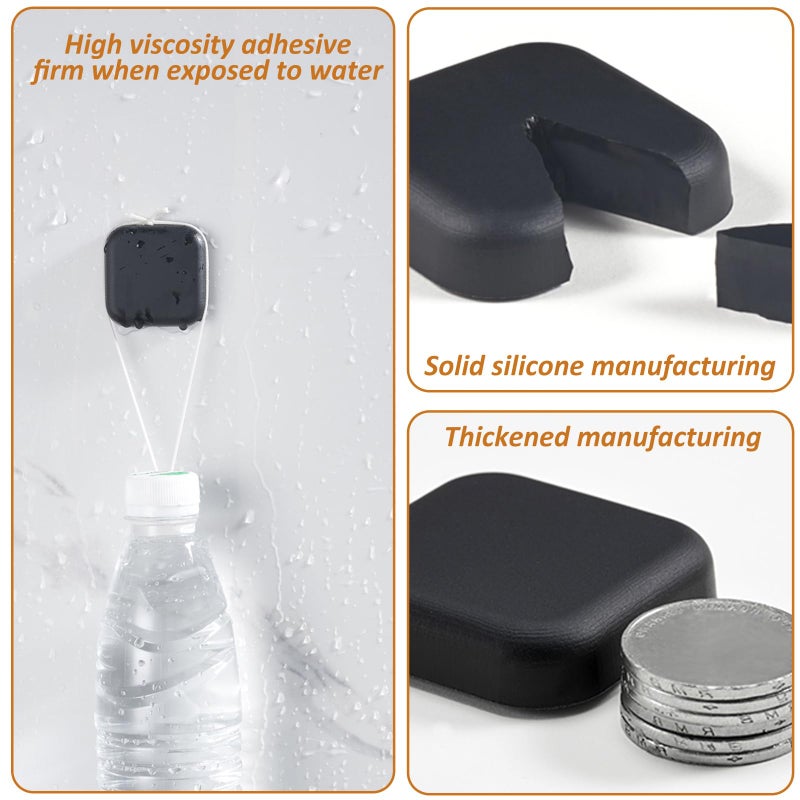 Bovinde Door Stopper Wall Protector, Wall Shield Bumper Guard from Door Knobs,Sturdy Self Adhesive,Soft and Transparent,Washable Reusable Shock Absorbent Gel for Home Office (6, Black) - Image 4