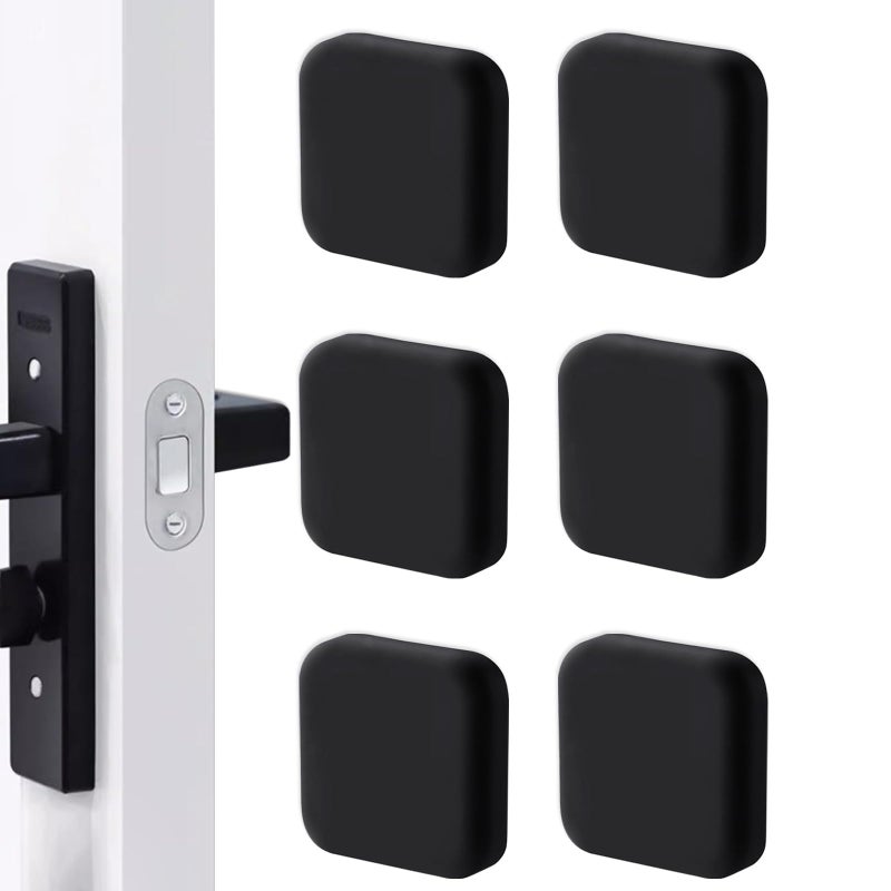 Bovinde Door Stopper Wall Protector, Wall Shield Bumper Guard from Door Knobs,Sturdy Self Adhesive,Soft and Transparent,Washable Reusable Shock Absorbent Gel for Home Office (6, Black) - Image 1