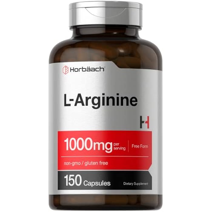 Horbäach L Arginine 1000mg Capsules | 150 Powder Pills | Free Form | Non-GMO & Gluten Free Supplement - Image 1