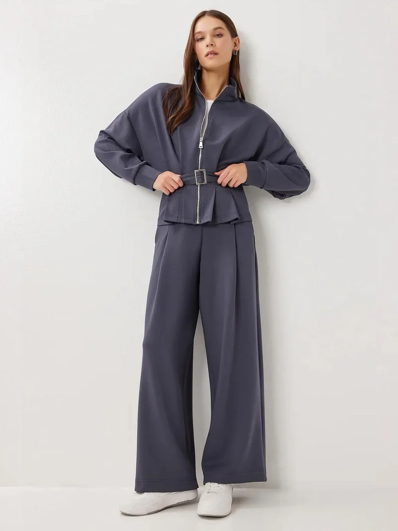 Lovely Istanbul ISTANBUL Belted Jacket &  Wide Leg Pants Two-Piece Coord Set