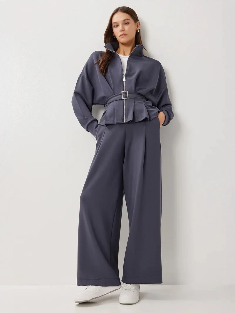 Lovely Istanbul ISTANBUL Belted Jacket &  Wide Leg Pants Two-Piece Coord Set