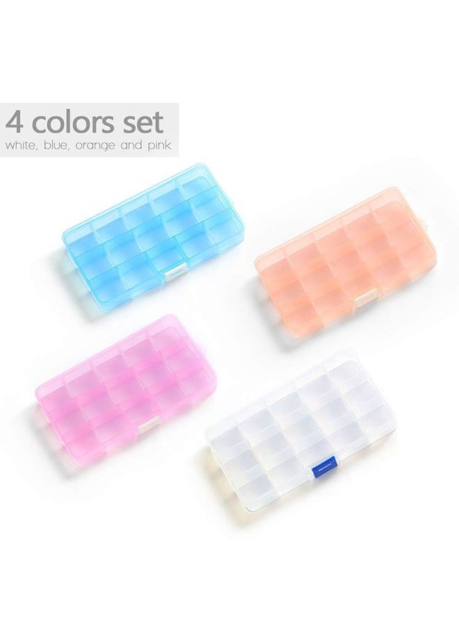Opret Jewelry Organizer(4 pack), Plastic Jewelry Box(15 grids) with Movable Dividers Earring Storage Containers - Image 2