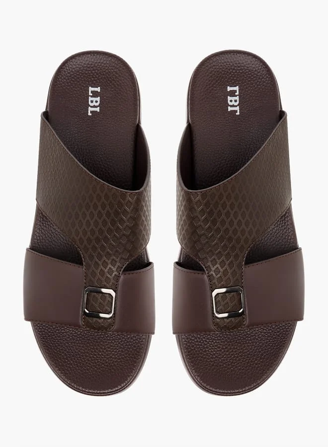 LBL by Shoexpress Men's Textured Slip-On Sandals with Metallic Detail