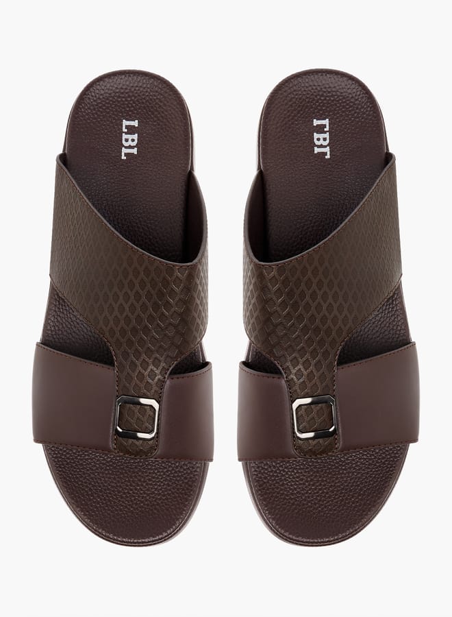 LBL by Shoexpress Men's Textured Slip-On Sandals with Metallic Detail Ramadan Collection - Image 2