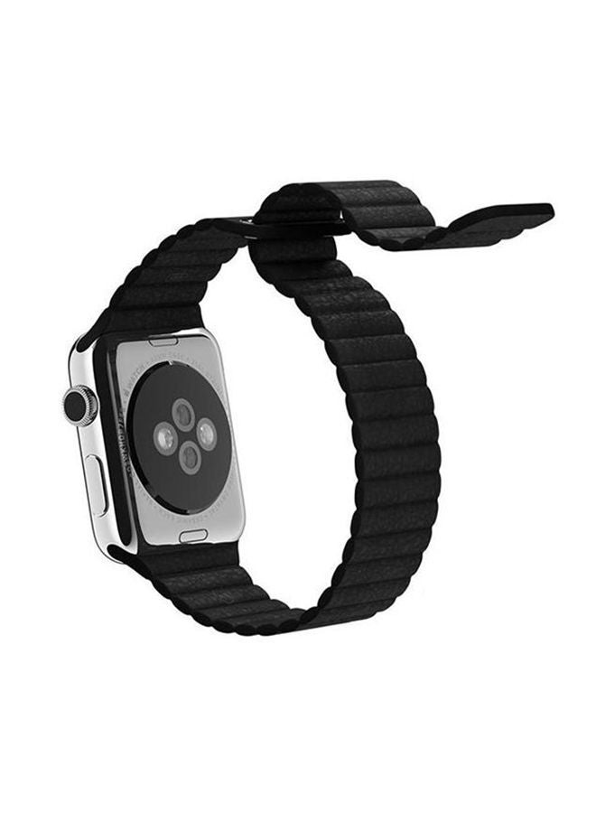 NIBEMINENT Magnetic Leather Strap With Screen Protector For Apple Watch 38millimeter Black  - Image 1