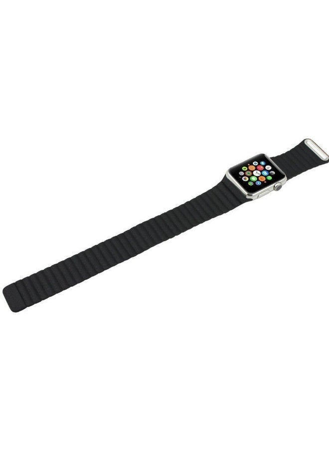 NIBEMINENT Magnetic Leather Strap With Screen Protector For Apple Watch 38millimeter Black  - Image 2
