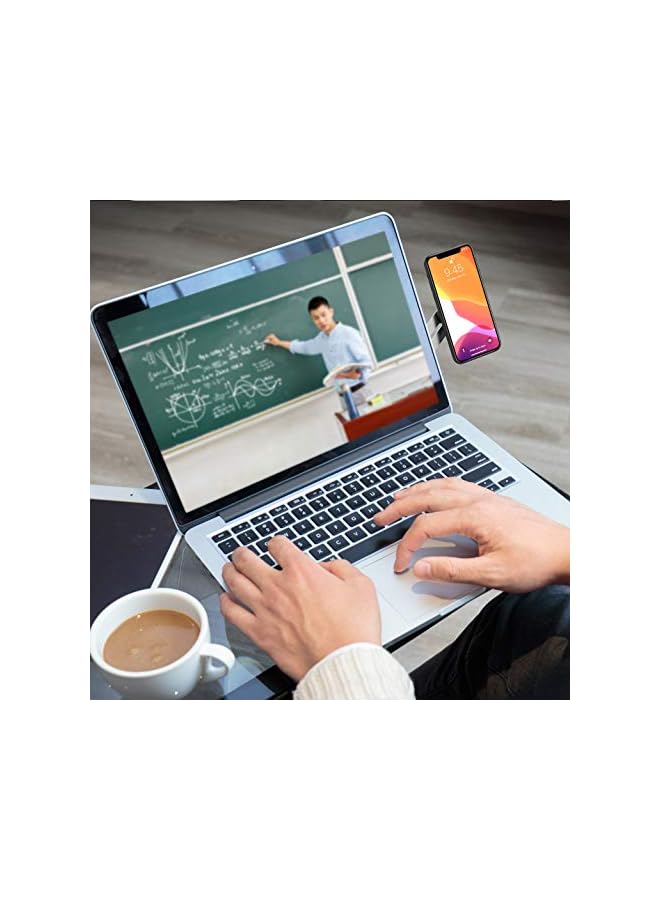 S-TOP Silver Side Mount Clip-on Magnetic Monitor Laptop Phone Stand, Adjustable Cellphone Extension Bracket, Universal Holder Compatible with All Smartphones for Office Home - Image 4