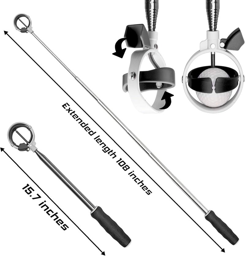 prowithlin Golf Ball Retriever, Golf Ball Retrievers Telescopic for Water with Spring Release-Ready Head, Balls Retriever Tool Golf with Locking Clip, Grabber Tool, Golf Accessories Golf Gift for Men - Image 4