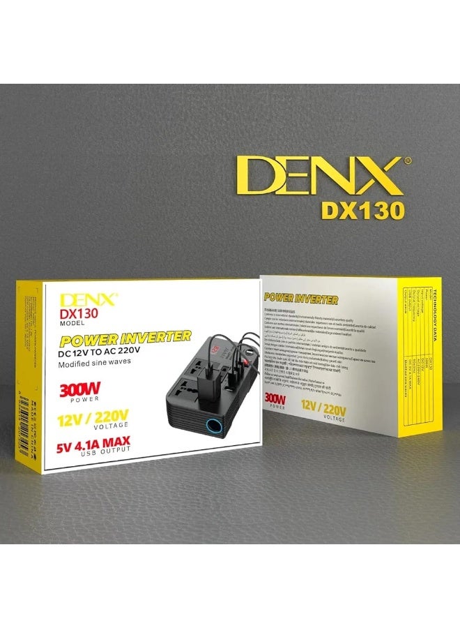 DENX DX130 High-Performance 300W Power Inverter with Dual USB and Universal Sockets for Cars and Outdoor Use - Image 4