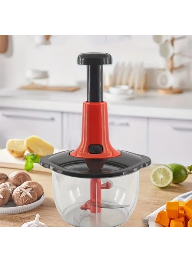 مفرمة لحوم وخضراوات يدوية متعددة الوظائف للاستخدام المنزلي، خلاط أوتوماتيكي لطهي وحشو اللحوم المفرومة بأحجام صغيرة - أحمر - Image 2