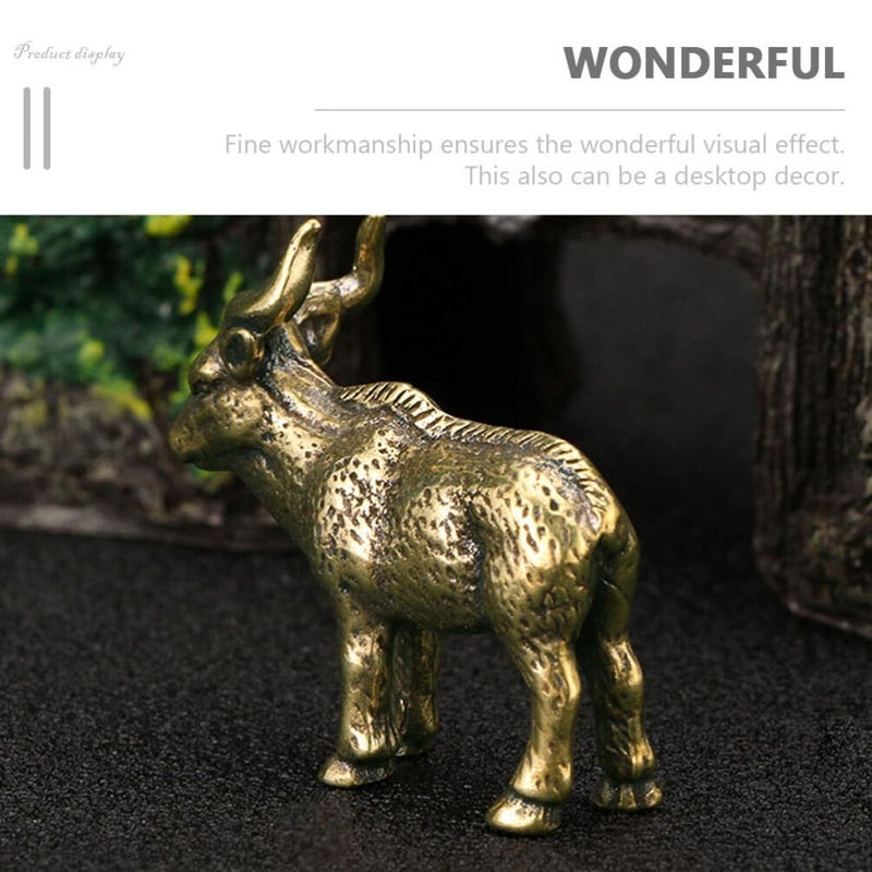 Golden Brass Feng Shui Antelope Sculpture Set Of 3 Mini Figurines Home Office Desk Decor 4 1X3 4CM - Image 5