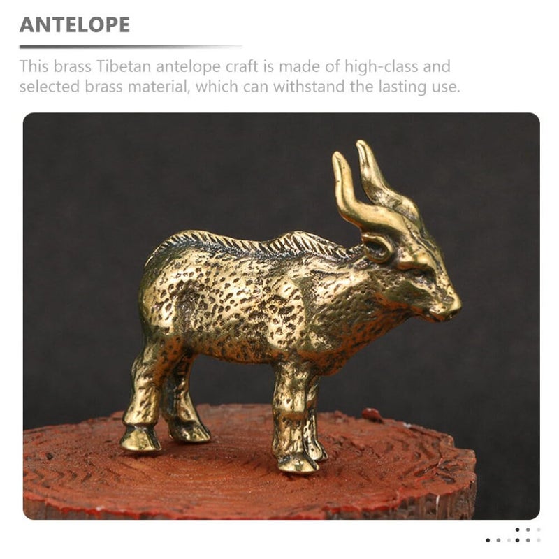 Golden Brass Feng Shui Antelope Sculpture Set Of 3 Mini Figurines Home Office Desk Decor 4 1X3 4CM - Image 4