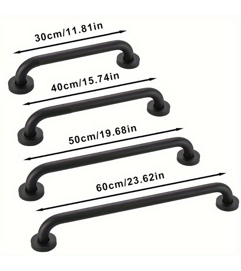 2Pcs Black Stainless Steel Safety Grab Bar 50cm Support for Bathroom Tub Shower - Image 1