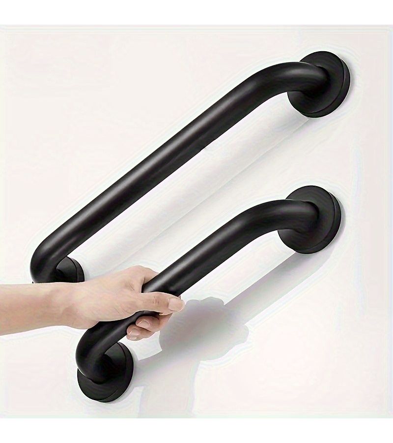 2Pcs Black Stainless Steel Safety Grab Bar 50cm Support for Bathroom Tub Shower - Image 2