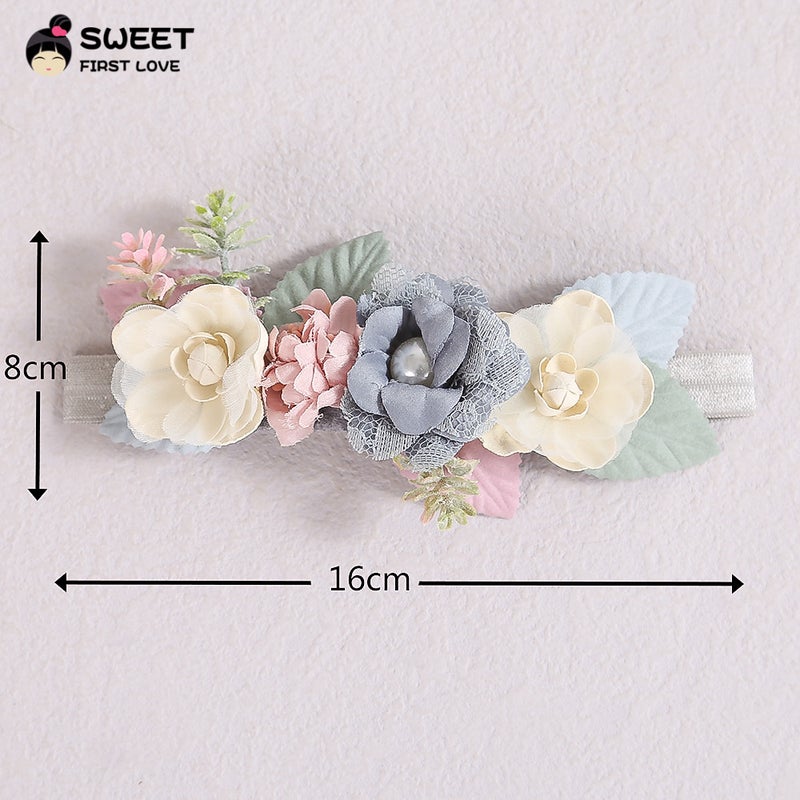 New Arrival Headwear Jk Style Mesh Yarn Pearl Mosaic Flower Green Leaf Lolita Princess Hair Band - Image 3