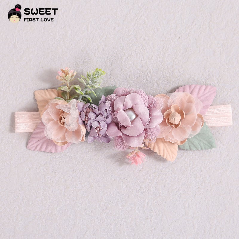 New Arrival Headwear Jk Style Mesh Yarn Pearl Mosaic Flower Green Leaf Lolita Princess Hair Band - Image 1