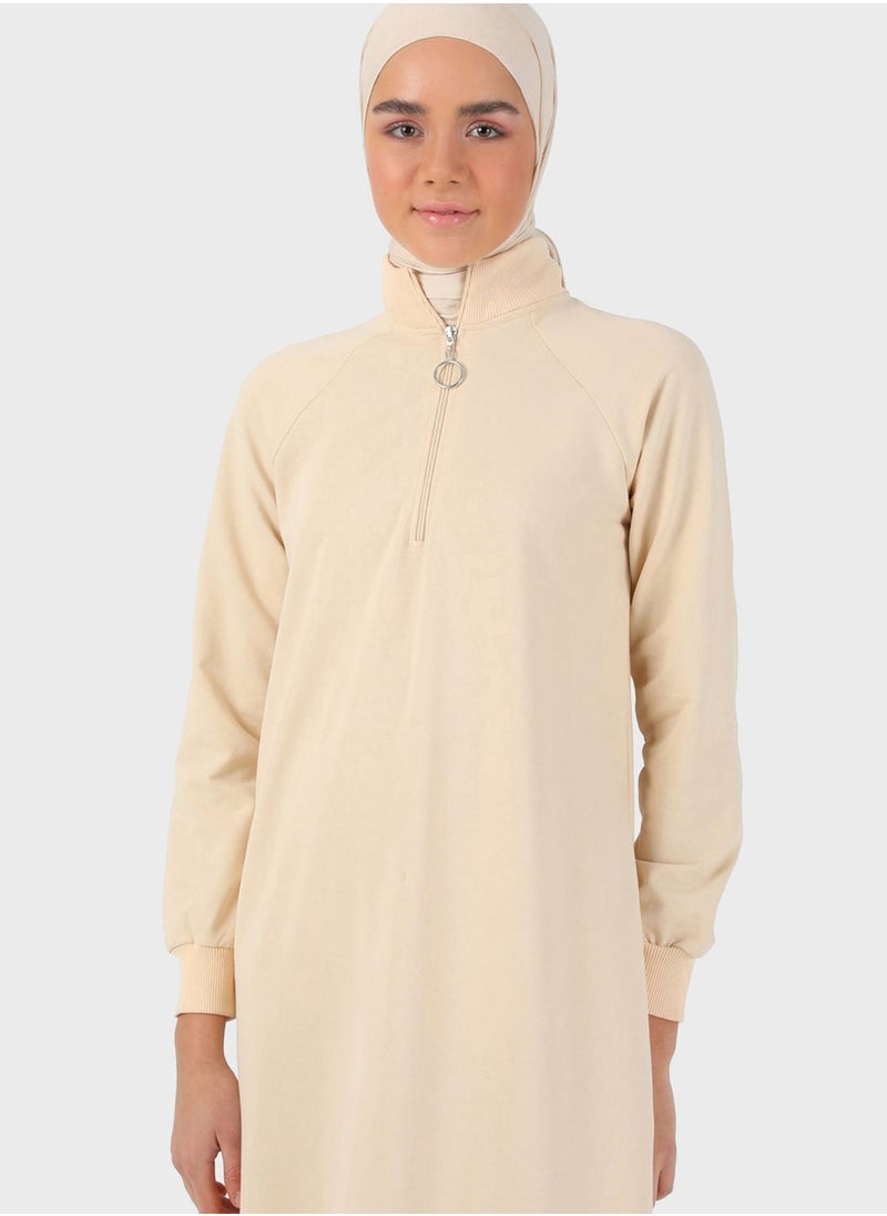 Refka by modanisa - Cuffed Sleeve Knitted Dress - Image 1