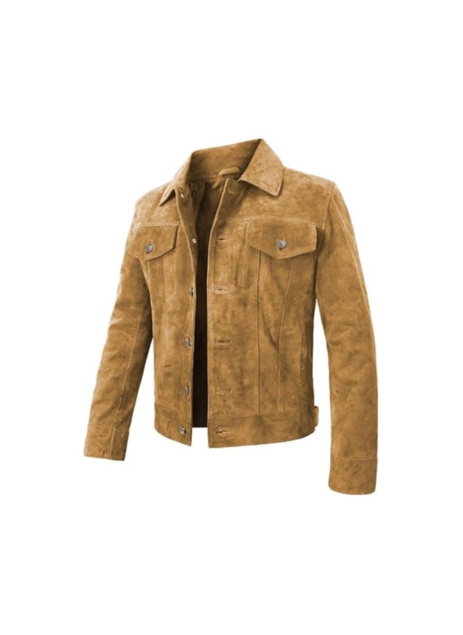 Generic - Mens Trucker Suede Leather Jacket - Western Style Cowboy Classic Men’s Suede Trucker Jacket – Soft Leather Finish - Image 1