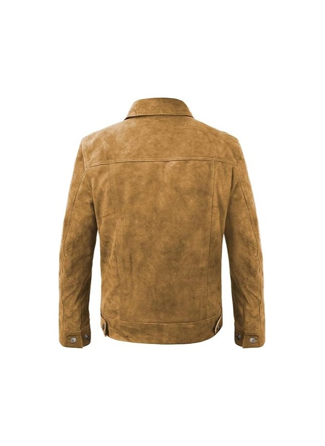 Generic - Mens Trucker Suede Leather Jacket - Western Style Cowboy Classic Men’s Suede Trucker Jacket – Soft Leather Finish - Image 1