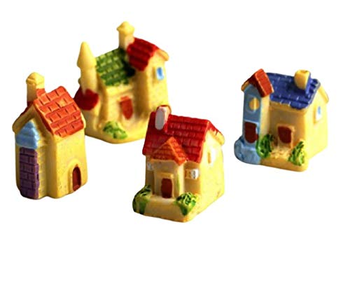 BHOOLU&GOOLU Colorful Mini Cottage Villadom House Showpieces - 4 pcs/Set - Image 1