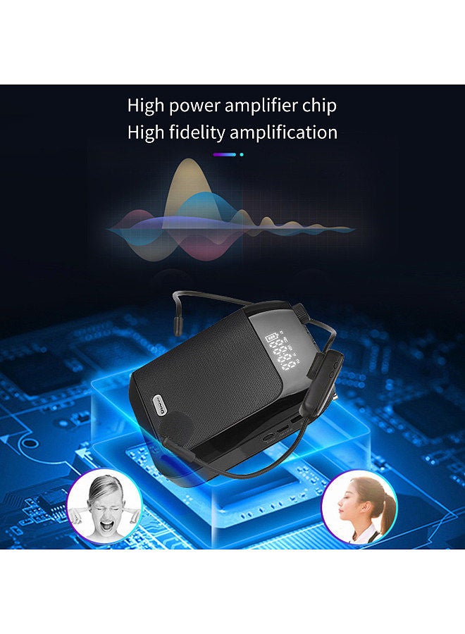 Generic Portable Voice Speaker Amplifier for Teachers with Wireless Microphone Headset Waistband Rechargeable Personal BT Speaker Support Music Recording FM Radio - Image 3