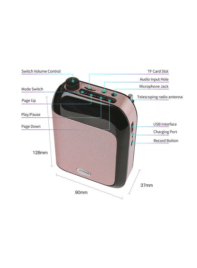 Generic Portable Voice Speaker Amplifier for Teachers with Wireless Microphone Headset Waistband Rechargeable Personal BT Speaker Support Music Recording FM Radio - Image 4
