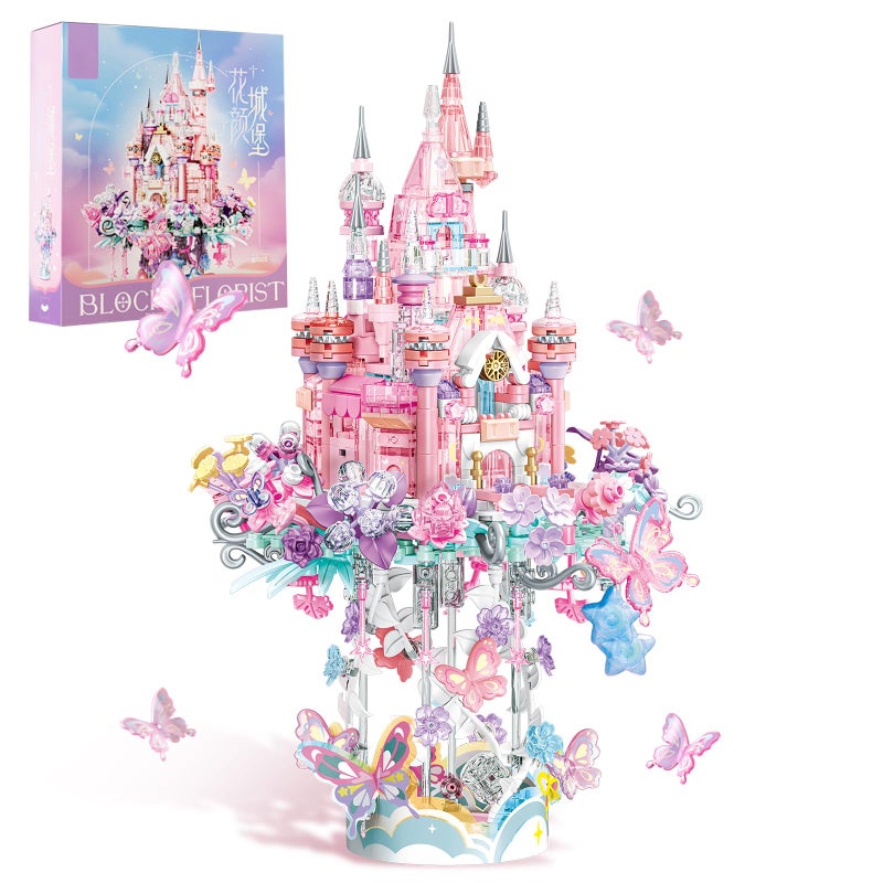 MEIEST Flower Castle Building Blocks SetDream Castle On a Cloud Particle Construction Building Bricks ToyFlowers Butterfly Star Castle Home Decoration - Image 3