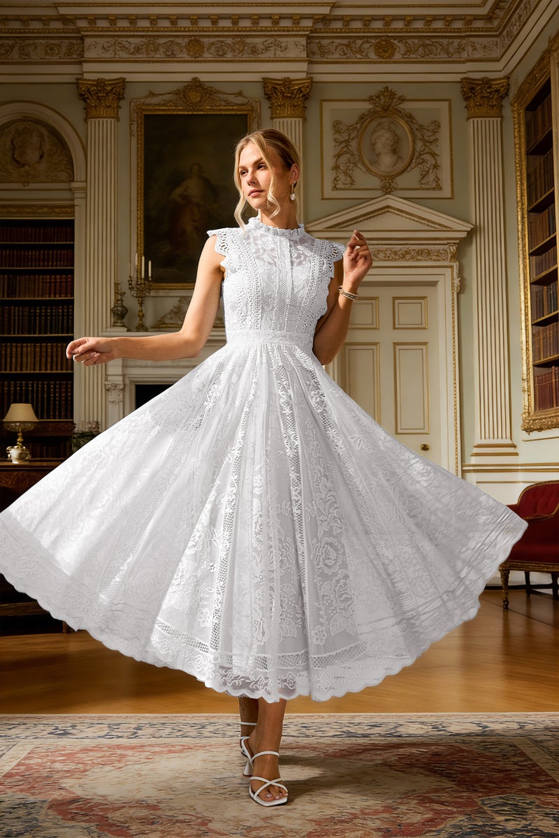 SIMPLEE Elegant Lace Midi Dress with Embroidery | Perfect for cocktail parties, holiday weddings, evening events, casual summer parties, and beach vacations. - Image 4