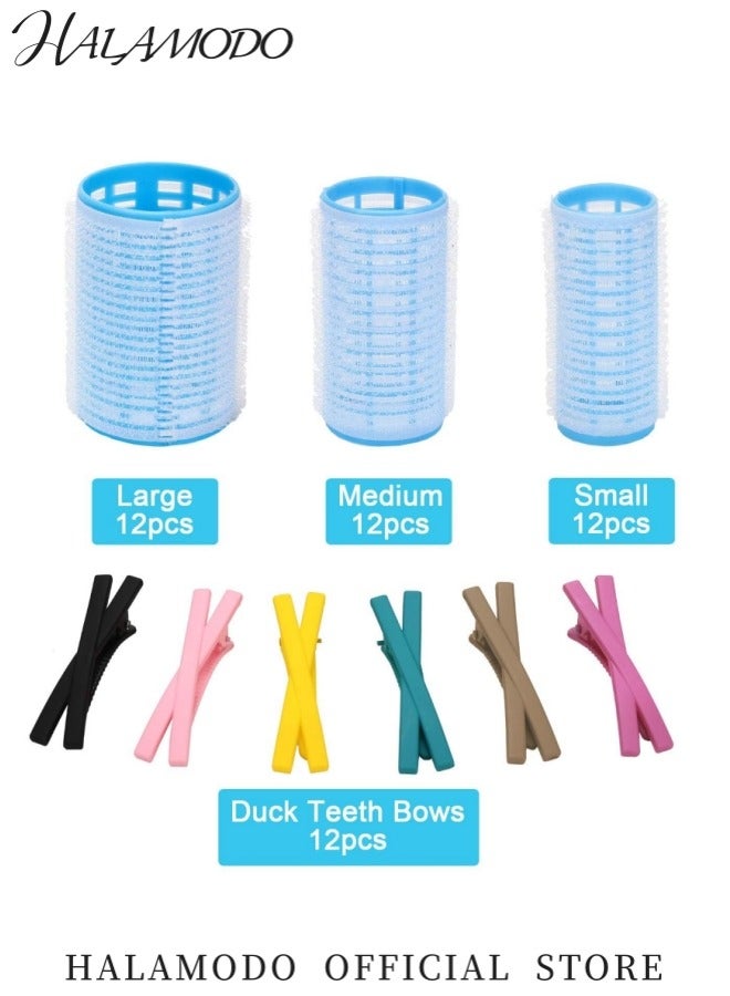 هالامودو طقم لفافات شعر ذاتية القبض 49 قطعة للحصول على تموجات وتجعيدات رائعة لفافات شعر مع مشابك شعر متعددة الألوان و مشط جيب قابل للطي - Image 2