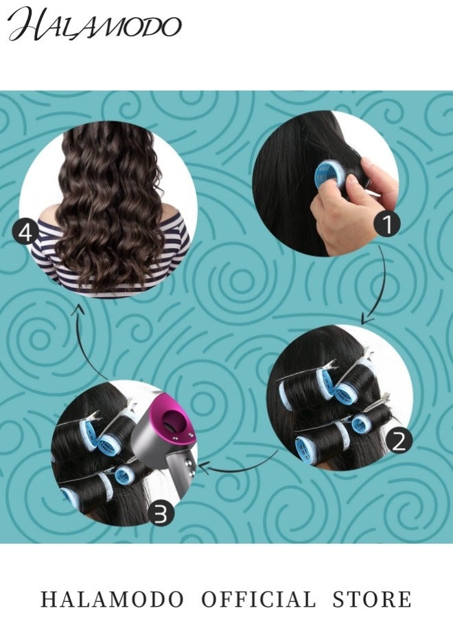 هالامودو طقم لفافات شعر ذاتية القبض 49 قطعة للحصول على تموجات وتجعيدات رائعة لفافات شعر مع مشابك شعر متعددة الألوان و مشط جيب قابل للطي - Image 4