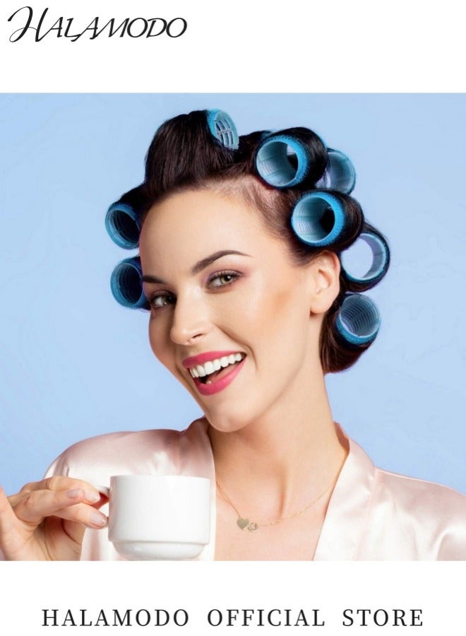 هالامودو طقم لفافات شعر ذاتية القبض 49 قطعة للحصول على تموجات وتجعيدات رائعة لفافات شعر مع مشابك شعر متعددة الألوان و مشط جيب قابل للطي - Image 5