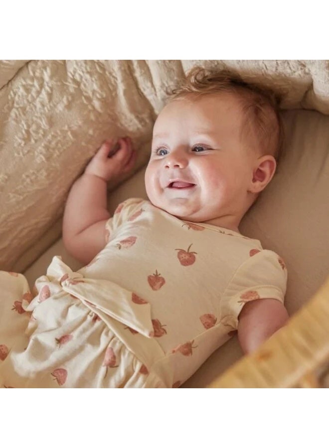 Dirkje Girls Dress Short Sleeve Off White Strawberries - Image 3