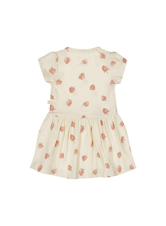 Dirkje Girls Dress Short Sleeve Off White Strawberries - Image 2