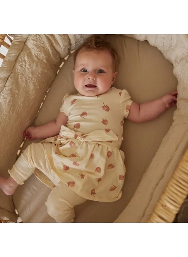 Dirkje Girls Dress Short Sleeve Off White Strawberries - Image 4