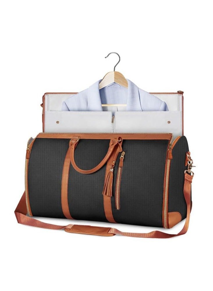 XiuWoo Travel Bag, Pu Leather 2 In 1 Travel Bag, Garment Bag, Convertible Waterproof Duffle Bag With Shoe Pouch And Removable Shoulder Strap  - Image 2