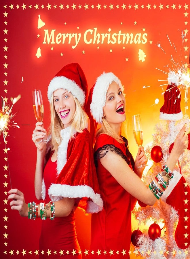 Landical 64 Pieces Merry Christmas Bracelets Joy Xmas Beaded Bracelets Bulk Stackable Clay Stretch Friendship Beaded Jewelry Outfits for Women - Image 2