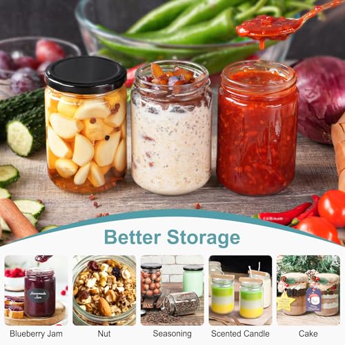 Ritayedet 12oz Glass Jars with Lids, 20 Pcs Empty Candle Jars for Making Candle, Mason Canning Jars for Spice, Jam, Liquid, Baby Food Storage, Meal Prep, Craft, DIY Gift, Sample Container, Dishwasher Safe - Image 5