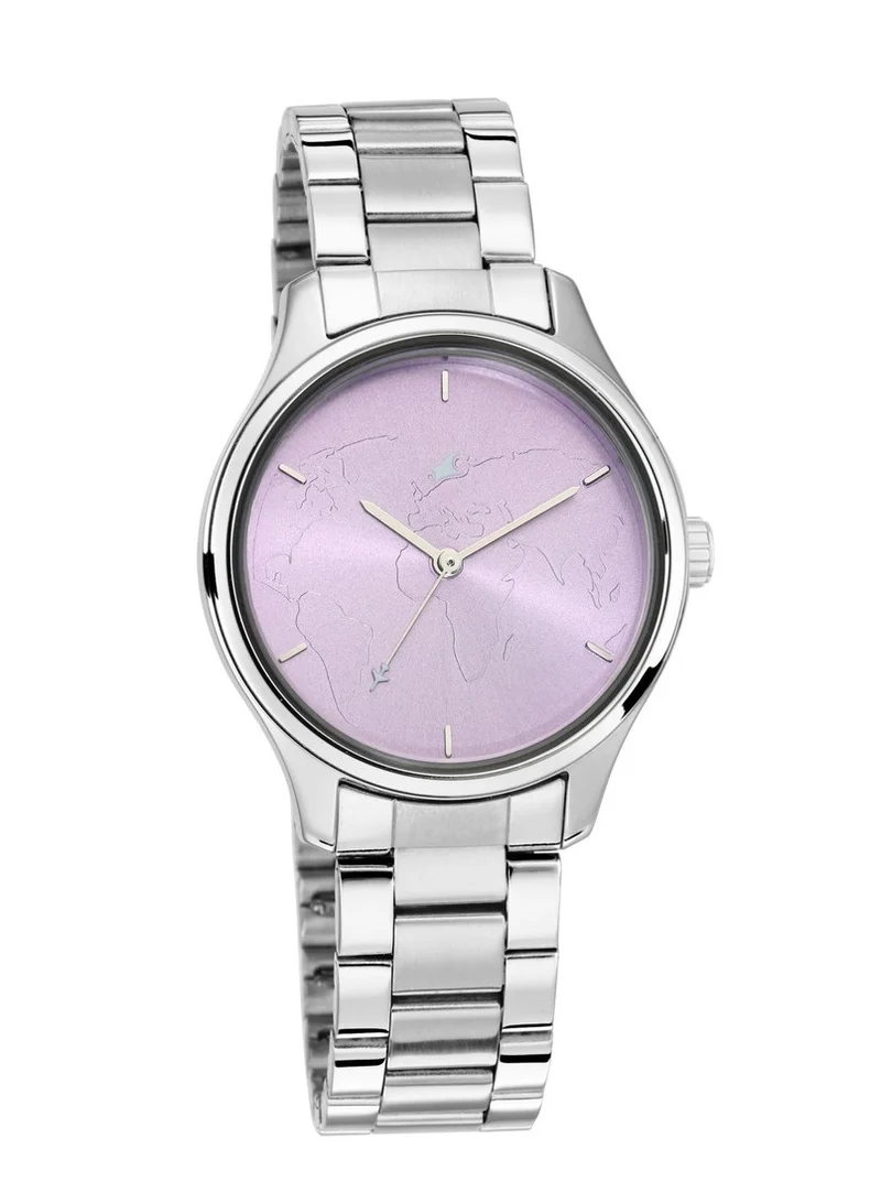 fastrack Fastrack Tripster Quartz Analog Purple Dial Stainless Steel Strap Watch for Girls