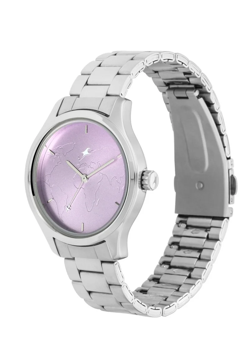 fastrack Fastrack Tripster Quartz Analog Purple Dial Stainless Steel Strap Watch for Girls