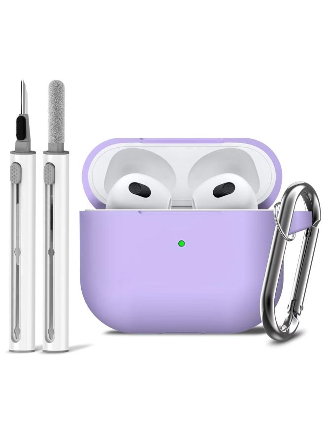 Suitable For Airpods Protective Cover Apple Bluetooth Earphone Shell Plus Cleaning Pen Suit-Color:Purple-Model:airpods Pro - Image 1