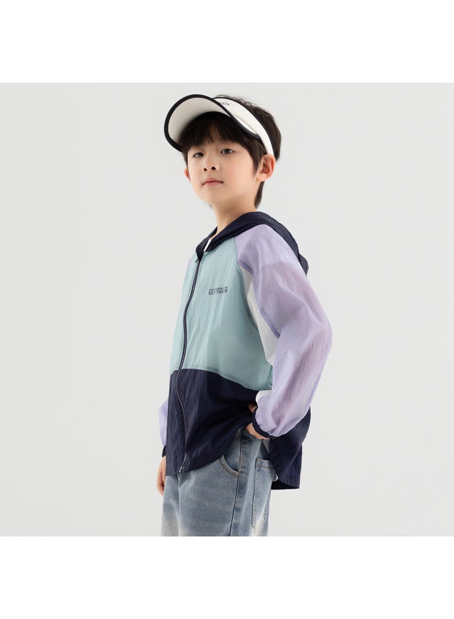 Cool Spliced Cicada Wing Air Mesh】boys' Sun Protection Jacket, Children's Summer Casual Sports Skin Suit - Image 5
