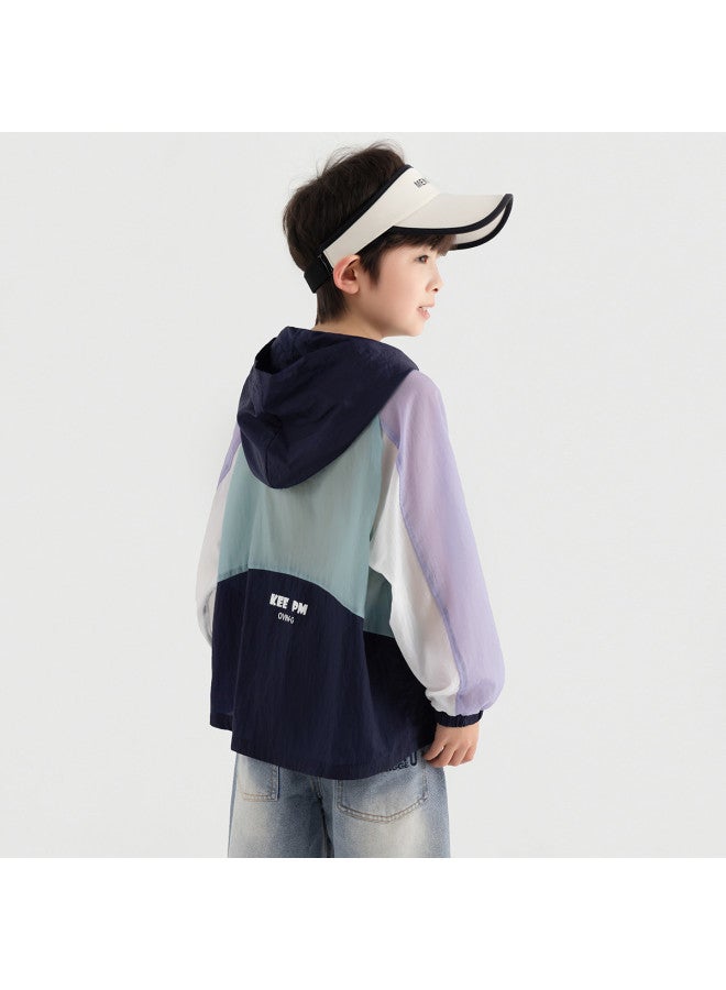 Cool Spliced Cicada Wing Air Mesh】boys' Sun Protection Jacket, Children's Summer Casual Sports Skin Suit - Image 2