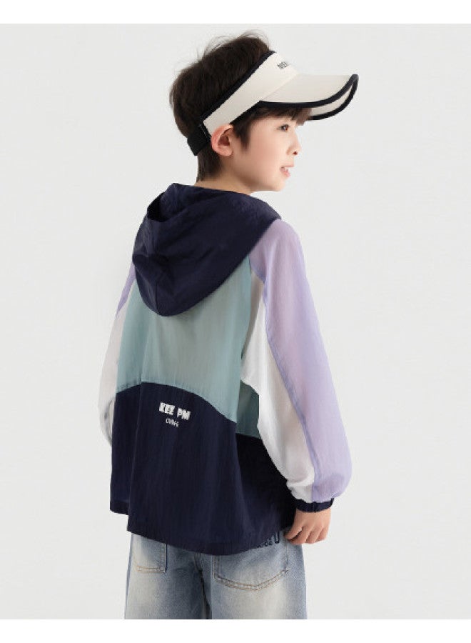 Cool Spliced Cicada Wing Air Mesh】boys' Sun Protection Jacket, Children's Summer Casual Sports Skin Suit - Image 1