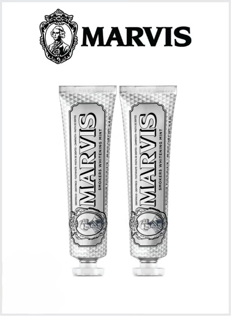 Marvis 2pcs Smoker Whitening Mint Toothpaste - 85ml/4.4 oz Packed with Xylitol for Effective Teeth Whitening and Fresh Breath - Image 1